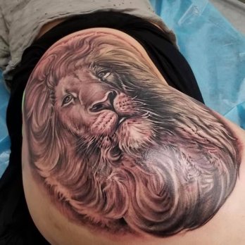 True Visions - Beautiful custom Lion after 3 sessions and about 15 long hours this is the end result by DOEBOY - Tattoo Near Me - Los Angeles, California