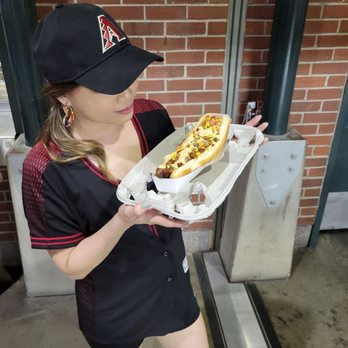 Big Dawgs - Diamondbacks Hot Dog (hatch green chile queso, chorizo, fire-roasted corn, pico de gallo, and "venom sauce."). - Hot Dogs Near Me - Phoenix, Arizona Big Dawgs - Diamondbacks Hot Dog (hatch green chile queso, chorizo, fire-roasted corn, pico de gallo, and "venom sauce."). - Hot Dogs Near Me - Phoenix, Arizona