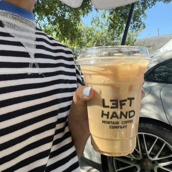 Left Hand Coffee - ICED Hazelnut latte with oat milk - Coffee & Tea Near Me - Montauk, New York