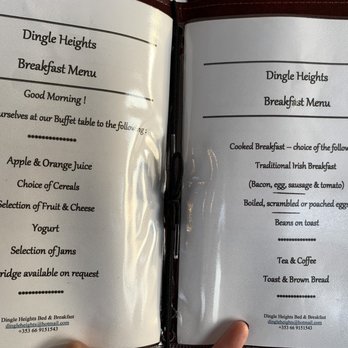 Dingle Heights B&B - Menu - Bed & Breakfast Near Me - Dingle, Kentucky