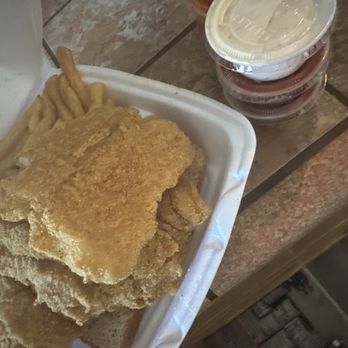 JJ Fish and Chicken - All this catfish and only 1 tarter sauce - Soul Food Near Me - Fairfield, California