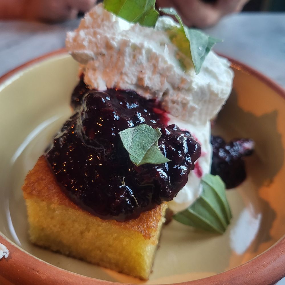 Tabla Catskills - Olive oil cake with blackberry compote - Tapas/Small Plates Near Me - Tannersville, New York Tabla Catskills - Olive oil cake with blackberry compote - Tapas/Small Plates Near Me - Tannersville, New York