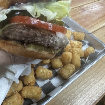 Dad’s Backyard Grill - Third pound burger with tater tots - Burgers Near Me - Prescott Valley, Arizona Dad’s Backyard Grill - Third pound burger with tater tots - Burgers Near Me - Prescott Valley, Arizona
