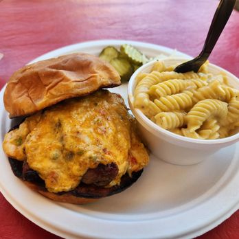 Jim’s Smokehouse - DIRTY MCGURDY. sliced brisket and homemade pimento cheese. Side of Mac. - Food Trucks Near Me - Austin, Texas Jim’s Smokehouse - DIRTY MCGURDY. sliced brisket and homemade pimento cheese. Side of Mac. - Food Trucks Near Me - Austin, Texas