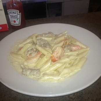 Dino's Pizza Restaurant - This is there Veal Elena. It's a veal, shrimp, pasta & cream sauce...YUM! - Pizza Near Me - Holyoke, Massachusetts