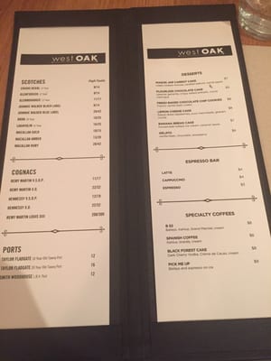 Menu photo 6 WestOak Vancouver, BC Menu photo 6 WestOak Vancouver, BC