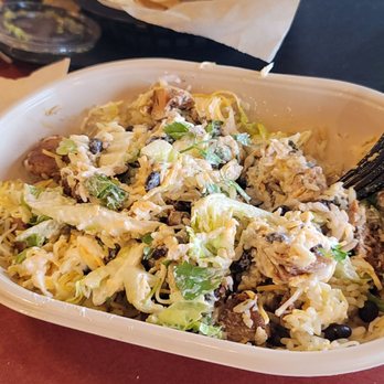 Moe's Southwest Grill - Chicken bowl cilantro rice black beans cheese lettuce they have no more regular tomatoes little sour cream cheese. 6/25/23 - Mexican Near Me - Chillicothe, Ohio