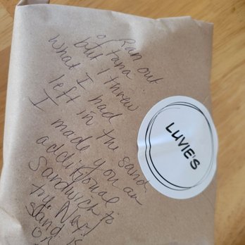 Luvie’s Deli - Handwritten note from Luvies! These guys rock!!! - Delis Near Me - Santa Maria, California Luvie’s Deli - Handwritten note from Luvies! These guys rock!!! - Delis Near Me - Santa Maria, California