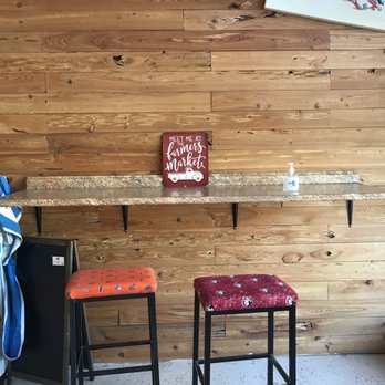 Inez Kitchen - two stools in front of a wooden wall - New American Near Me - Havana, Florida Inez Kitchen - two stools in front of a wooden wall - New American Near Me - Havana, Florida
