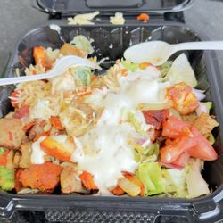 Maryam's Mart Halal Foods & Gyro - Mix Shawarma Grill Over Rice (Chicken, Lamb, Falafel) Catering Platter (8-10 People)
