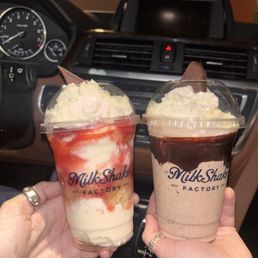 Strawberry shortcake sundae, fudge brownie milkshake Strawberry shortcake sundae, fudge brownie milkshake