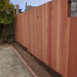 Replacement fence, including retaining boards at base
