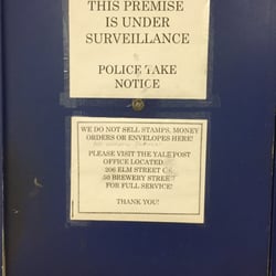 US Post Office - Aside from owning a mailbox and dropping off letters or packages with printed postage stamps, this place isn't that helpful