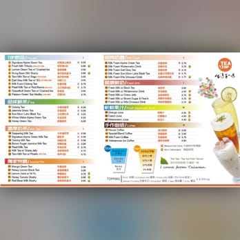 Tea Top - Their menu - Coffee & Tea Near Me - San Jose, California