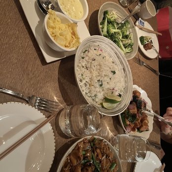 Buddakan - Wild Mushroom Chow Fun, Vegetable Fried Rice (egg and sauce requested on side), Wok Charred Broccoli, crispy tofu. - Chinese Near Me - New York, New York