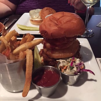 Red Cow St. Paul - Cowboy Burger!!! Ahhmazing!!!!! I don't usually like onion rings but these are the best!!! Pulled pork under, then the burger!! - Burgers Near Me - St Paul, Minnesota Red Cow St. Paul - Cowboy Burger!!! Ahhmazing!!!!! I don't usually like onion rings but these are the best!!! Pulled pork under, then the burger!! - Burgers Near Me - St Paul, Minnesota