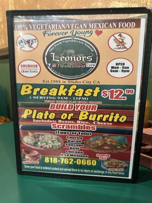 Menu photo 8 Leonors Vegetarian Mexican Restaurant Studio City, CA