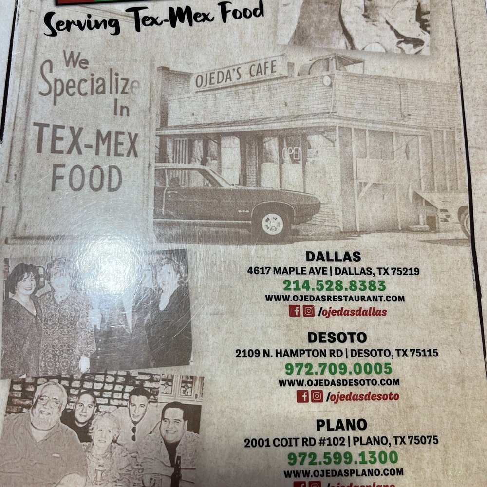 Ojeda's - Menu - Mexican Near Me - Dallas, Texas Ojeda's - Menu - Mexican Near Me - Dallas, Texas