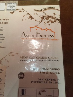 Menu photo 1 Asian Express Pottsville, PA
