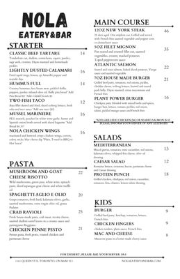 Menu photo 1 Nola Eatery & Bar Toronto, ON Menu photo 1 Nola Eatery & Bar Toronto, ON