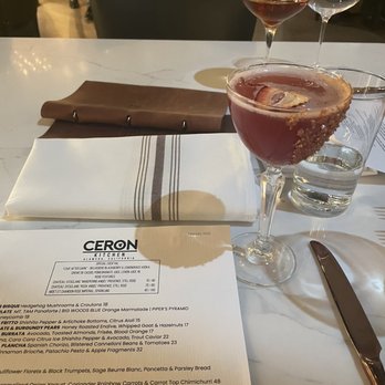 Ceron Kitchen - Specialty Valentine's Day drink "Love after Dark" - too sweet for my taste - New American Near Me - Alameda, California