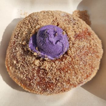 Passion Bakery Cafe - a Cinnamon Sugar Coated Ube Malasada - Bakeries Near Me - Kapaa, Hawaii