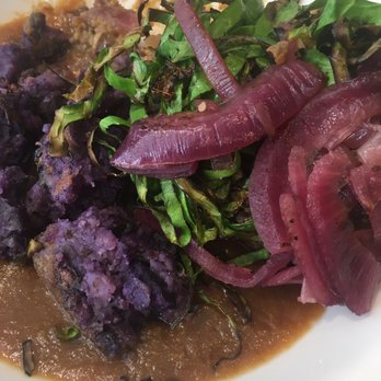 Hendersons - Lentil based haggis with purple potatoes and lovely pickled onions. - Vegetarian Near Me - Edinburgh, EDH Hendersons - Lentil based haggis with purple potatoes and lovely pickled onions. - Vegetarian Near Me - Edinburgh, EDH