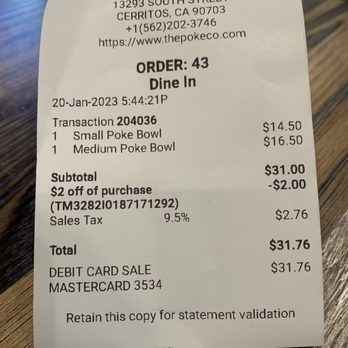 The Poke Co - 1/29/23 The Damage (hahaha) - Poke Near Me - Cerritos, California The Poke Co - 1/29/23 The Damage (hahaha) - Poke Near Me - Cerritos, California