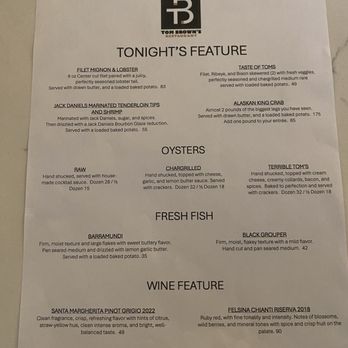 Tom Brown's Restaurant - Featured menu - Steakhouses Near Me - Huntsville, Alabama
