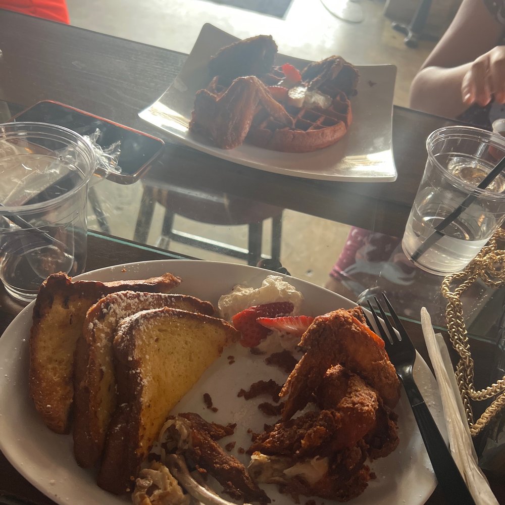 The Savoy  - Red velvet waffles & chicken  French toast & chicken - Hookah Bars Near Me - Houston, Texas