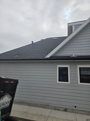 Our Office - We installed a new Owens Corning Oakridge "ONYX BLACK" roof on our office...