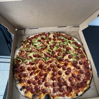 Dirty Pepperoni - DP Pizza with half green bell peppers - Pizza Near Me - Long Beach, California Dirty Pepperoni - DP Pizza with half green bell peppers - Pizza Near Me - Long Beach, California