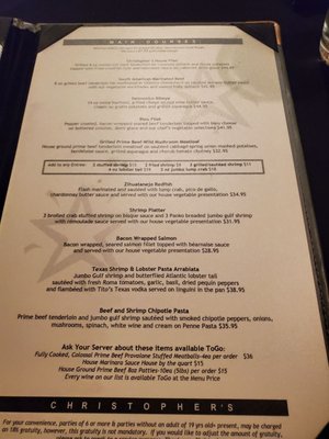Menu photo 4 Christopher's World Grille Bryan, TX