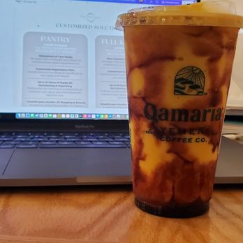 Qamaria Yemeni Coffee - Araysi Blended Mango Smoothie: blend of mango & dates - Coffee & Tea Near Me - Aurora, Illinois Qamaria Yemeni Coffee - Araysi Blended Mango Smoothie: blend of mango & dates - Coffee & Tea Near Me - Aurora, Illinois
