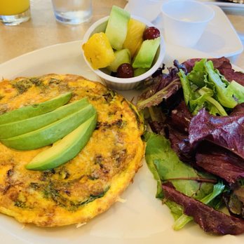 Awake - Garden Frittata with added avocado (and fruit substituted for English muffin) - Breakfast & Brunch Near Me - Dallas, Texas