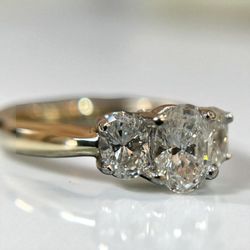 Tillis Jewelry - Three Diamond Engagement Ring.  Created by TJ