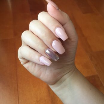 Citi Nails & Spa - Nude short coffin nail with duo chrome accent. - Day Spas Near Me - Corona, California