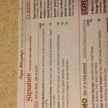 Papa Murphy's - a menu for a restaurant - Pizza Near Me - Leavenworth, Kansas Papa Murphy's - a menu for a restaurant - Pizza Near Me - Leavenworth, Kansas