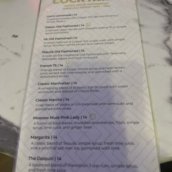 The Lion's Den - Cocktail Menu - Cigar Bars Near Me - Richmond, Virginia The Lion's Den - Cocktail Menu - Cigar Bars Near Me - Richmond, Virginia