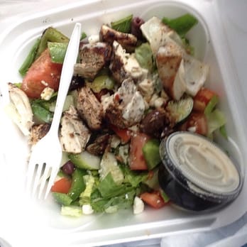 Olive Bistro - This is the 16 dollar Greek salad with chicken kabob. Not worth 16dollars - Mediterranean Near Me - Atlanta, Georgia