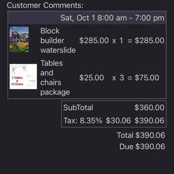 Martibirds - Invoice that I see and wasn't edited to reflect price - Bounce House Rentals Near Me - Baytown, Texas Martibirds - Invoice that I see and wasn't edited to reflect price - Bounce House Rentals Near Me - Baytown, Texas