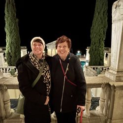 Hearst Castle Visitor Center - Mom and I out by the pool - compliments of Phillip.