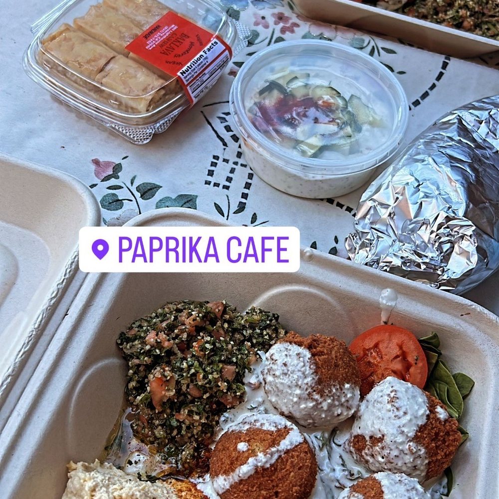 Paprika Cafe - Falafel plate, tzatziki, pita bread and vegan baklava - Mediterranean Near Me - Monterey, California Paprika Cafe - Falafel plate, tzatziki, pita bread and vegan baklava - Mediterranean Near Me - Monterey, California