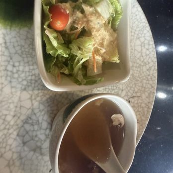 Sakura - Mushroom soup and salad (5/5) - Sushi Bars Near Me - Woodland, California