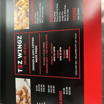 Tez Wings - the menu of the restaurant - Chicken Wings Near Me - Oklahoma City, Oklahoma Tez Wings - the menu of the restaurant - Chicken Wings Near Me - Oklahoma City, Oklahoma
