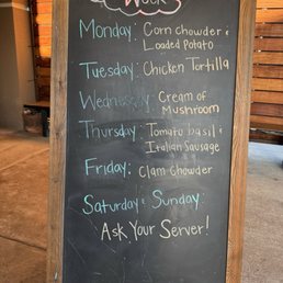Soups of the week menu Soups of the week menu