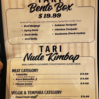 Sushi Tari - Bento box menu - Sushi Bars Near Me - Orange, California Sushi Tari - Bento box menu - Sushi Bars Near Me - Orange, California