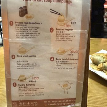 Nan Xiang Soup Dumplings - Instruction display - Dim Sum Near Me - Cherry Hill, New Jersey Nan Xiang Soup Dumplings - Instruction display - Dim Sum Near Me - Cherry Hill, New Jersey