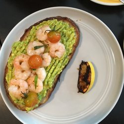 Exchange Alley Coffee House - Really enjoyed this Shrimp and Avo Toast by Bun Appetit.