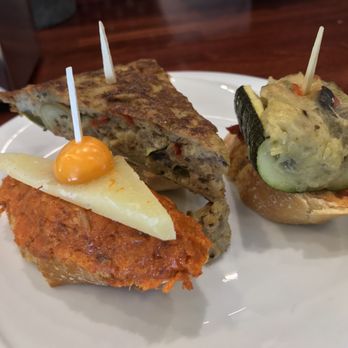 Zarautz - Pintxos of chorizo, Spanish tortilla, stuffed zucchini - Basque Near Me - Barcelona, B